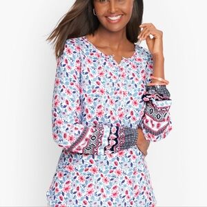 Talbots Band Collar Popover - Blooming Garden Sz XL NWOT